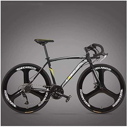 Rennräder : HQQ Rennrad 21 / 27 Geschwindigkeit Scheibenbremse Integrated Rad Rennrad Racing Männer und Frauen Fahrräder (Color : 3 Spoke Black, Size : 27 Speed)