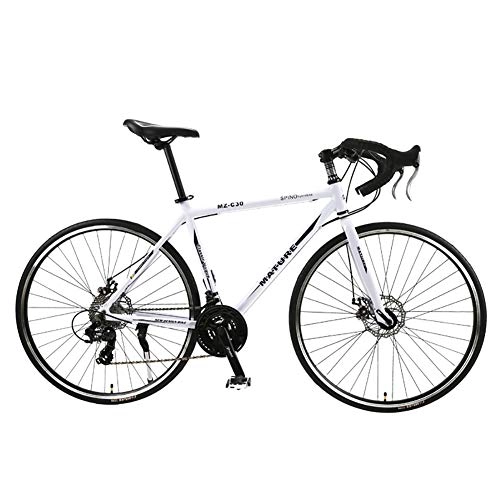 Rennräder : Hyuhome Rennrad für Männer und Frauen, 700C Aluminiumlegierung Bend-Lenker Racing mit Shimano SORA 30 Gang-Kettenschaltung und Doppelscheibenbremse, White Black