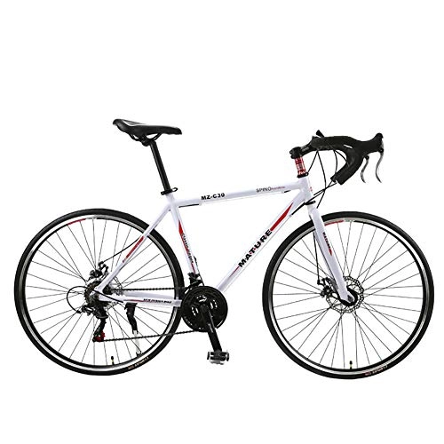 Rennräder : Hyuhome Rennrad für Männer und Frauen, 700C Aluminiumlegierung Bend-Lenker Racing mit Shimano SORA 30 Gang-Kettenschaltung und Doppelscheibenbremse, White red