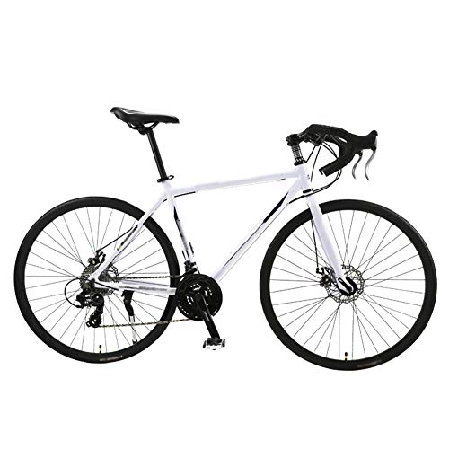 Rennräder : JESU 700C Rennrad, Mountainbike Männer Frauen Fahrrad, Gekrümmte Lenker Doppelscheibenbremse Bike, Leichtes Aluminium, für Erwachsene Teen, Whiteblack, 30Speed