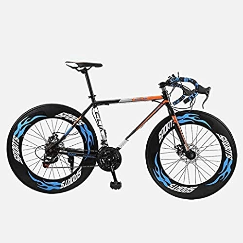 Rennräder : JWCN Rennrad, 26 Zoll 27-Gang-Fahrräder, Doppelscheibenbremse, Rahmen aus Kohlenstoffstahl, Rennradrennen, Männer und Frauen Erwachsene, Blau, Uptodate
