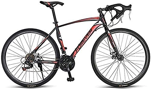Rennräder : JYTFZD WENHAO Männliche Straße, hoher Kohlenstoffstahl-Rahmen 21 Speed ​​Road Bike, Stahlscheibe mit Dual Racing Bikes, 700 * 28c Rad (Farbe: weiß) (Color : Red)