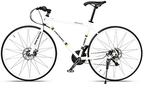 Rennräder : Kytwn 21 Speed-Straen-Fahrrad, High-Carbon Stahlrahmen Mnner Rennrad, 700C Rder Stadt-Pendler-Fahrrad mit Doppelscheibenbremse (Color : White, Size : Straight Handle)