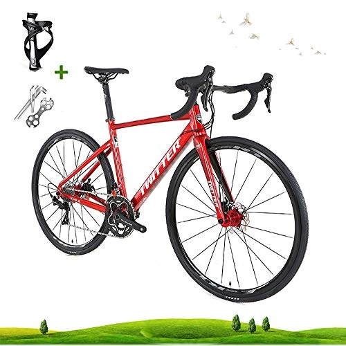 Rennräder : LICHUXIN Outdoor-Bike, Rennrad, Leicht 22-Speed-700C Scheibenbremse Rennrad Fahrrad, Aluminiumlegierung Material Bär 160kg, Geeignet für Erwachsene Männer und Frauen, Rot, 18.8in