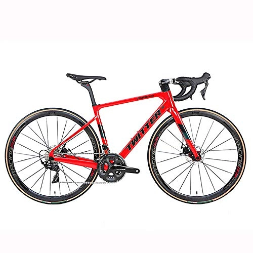 Rennräder : LXYDD Carbon Rennrad Kohlefaser 700C Rennräder Mit Shimano 105 / R7000-22 Geschwindigkeit Kohlenstoff Radsatz Ultra-Licht Vollcarbon Fahrrad, Rot, 54cm