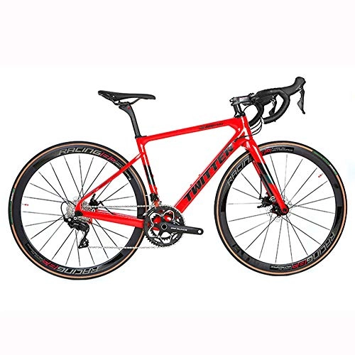 Rennräder : LXYDD Rennrad Kohlefaser Fahrrad 700C Variable Geschwindigkeit Doppelscheibenbremse Rennen R7000-22 Speed Bend Griff Rennrad, Rot, 45cm