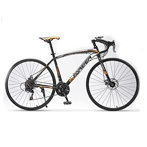 Rennräder : M-YN Road Bikes 68cm Rahmen 700c Hochrandrad 21 Geschwindigkeitsscheibenbremse Straße Fahrrad(Color:schwarz+orange)