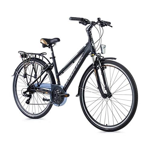 Rennräder : Motodak City Bike 28 Leader Fox Ferrara Aluminium Damen 7 Gänge Rahmenhöhe 44 cm schwarz matt
