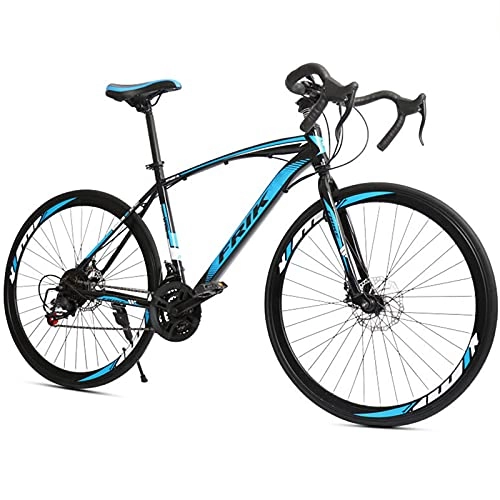 Rennräder : PBTRM Rennrad 21-Gang 700C Fahrrad Für Herren Damen, Rahmen Aus Kohlenstoffstahl, Scheibenbremsen Vorne Und Hinten, Citybike, Blau