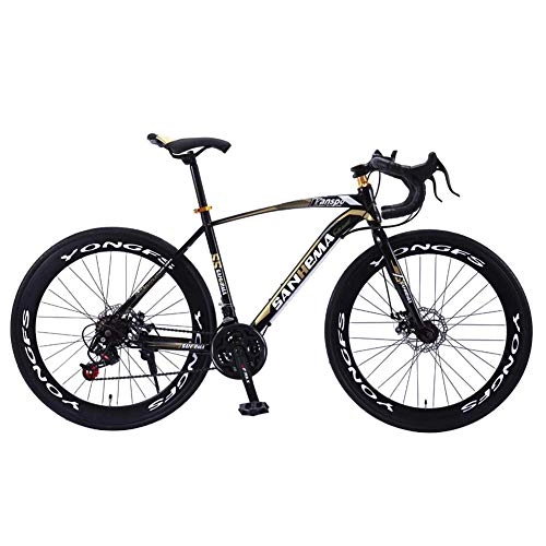 Rennräder : Qinmo Mountainbike, Rennrad 700C 30 Speed City Bikes Curved Lenker Unisex Outdoor Radfahren Doppelscheibenbremse Leichtes Rennrad (Color : A)