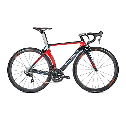 Rennräder : Rennrad 700C Carbon Rahmen Fahrrad mit Shimano 105 / R7000-22-Fach Kettenschaltung 23C Reifen und Autobahn C Bremse, Rot, 46cm