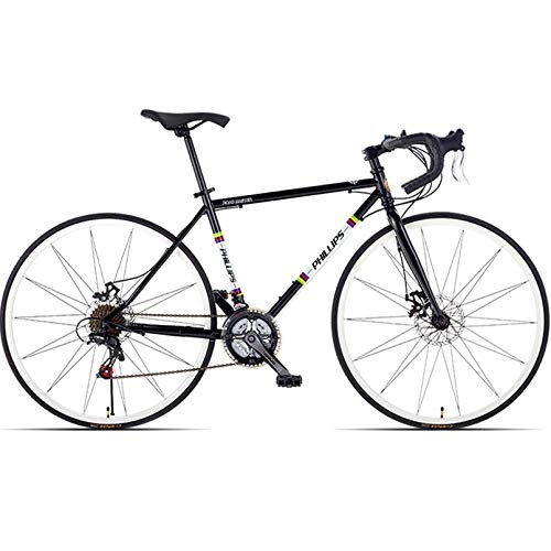 Rennräder : Rennrad, Herren und Damen Rennräder, 21 Gänge, mit Doppelscheibenbremse, Aluminiumrahmen, 700 C, City-Fahrrad für Erwachsene, schwarz