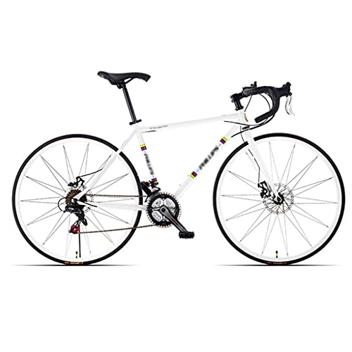 Rennräder : Rennradfahrräder Für Männer 68 cm Rahmen Fahrrad Für Erwachsene Fahrrad Straße Fahrrad Dual Scheibenbremse Bicycle Herren Fahrrad, 21 Geschwindigkeit(Color:Weiß)