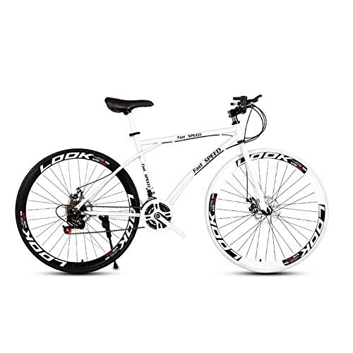 Rennräder : RZBB 26-Zoll-Rennräder für Herren und Damen 21-Gang-Rahmen mit hohem Kohlenstoffstahlrahmen für Erwachsene Rennräder Rennrad-Doppelscheibenbremse (weiß)
