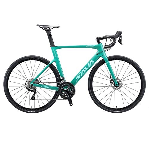 Rennräder : SAVADECK Scheibenbremse Rennrad 700C Carbon Rahmen Fahrrad mit Shimano 105 R7000 22 Gang Schaltgruppe und mechanische Scheibenbremse (Blau, 54cm (für 176cm-185cm))