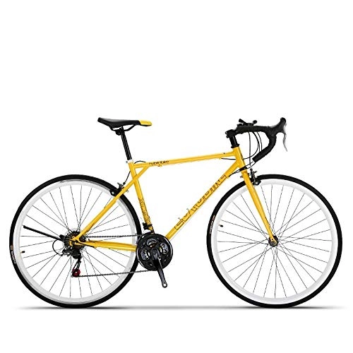 Rennräder : SChenLN Rennrad aus Kohlenstoffstahl 21-Gang-Offroad-Rennrad für Erwachsene-Gelb