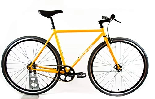 Rennräder : SONA Original Singlespeed Fixed Gear Bikes | Urban Commuter City Fixie Bike | Entworfen und handgebaut in Dublin | Flip Flop Bike Nabe | Festrad & Freilauf L Orange
