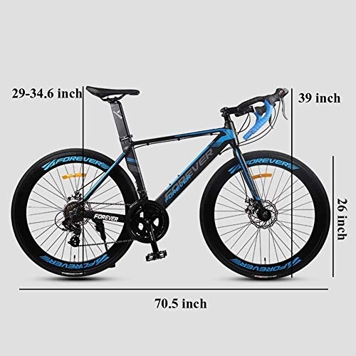 Rennräder : Syxfckc 26 Zoll Rennrad, 14-Gang-Doppelscheibenbremsen erwachsenes Rennrad, Rennrad leichtes Aluminium, ideal for die Straen- oder Gelnde Langlauf- (Color : Blue)