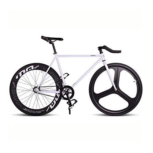 Rennräder : without logo AFTWLKJ Magnesium-Legierung Rad 3 Speichen Fixie Fahrrad, Fixed Gear Bike 700C * 23 70mm Felgen 52cm komplettes Rennrad (Color : White, Size : 52cm(175cm 180cm))