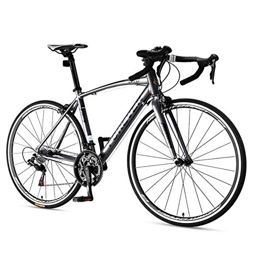 Rennräder : WJSW 16-Gang-Rennrad, Herren-Damen-Rennrad, ultraleichtes Aluminiumrahmen-Fahrrad, 700 * 25C-Räder, perfekt für Touren auf Straßen- oder Schotterwegen, grau, fortgeschritten