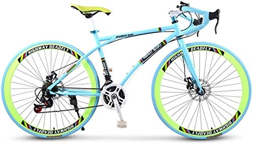 Rennräder : WLGQ Rennräder, 24-Gang-26-Zoll-Fahrräder, Doppelscheibenbremse, Stahlrahmen mit hohem Kohlenstoffgehalt, Rennradrennen, nur für Erwachsene und Männer