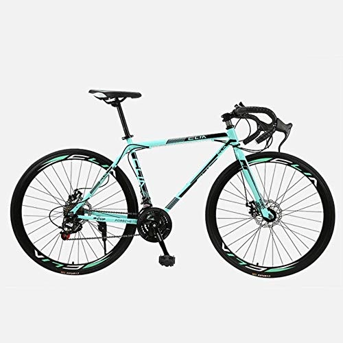 Rennräder : WND Road Bike Fixed Gear Bicycle  Speed Shift Bend Bicycle Male and Female Students Adult, Bianchi Black, 40 Knife 21 Speed
