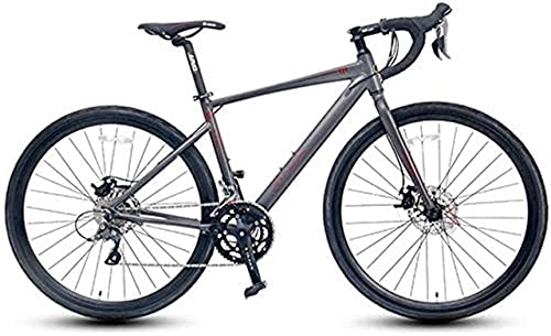 Rennräder : Worth having - Erwachsene Rennrad, 16 Speed ​​Racing Bike-Student, leichte Aluminium-Rennräder mit hydraulischen Scheibenbremsen, 700 * 32C Reifen (Farbe: Grau, Größe: Gerader Griff) (Farbe: Grau, Grö