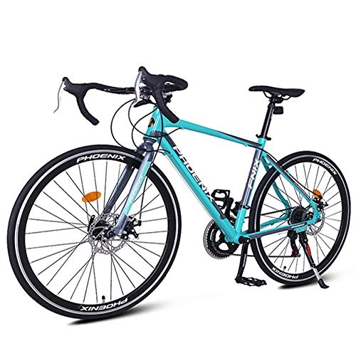 Rennräder : Xiaoyue 14 Speed ​​Rennrad, Alurahmen Stadt-Pendler-Fahrrad, Mechanische Scheibenbremsen Endurance Straßen-Fahrrad, 700 * 23C Räder, Weiss lalay (Color : Blue)