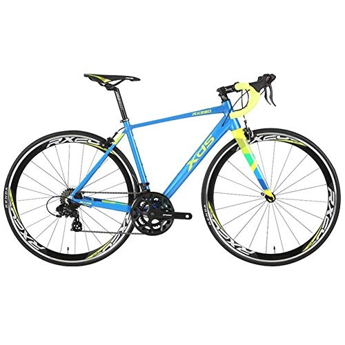 Rennräder : Xiaoyue 14 Speed ​​Rennrad, Männer Frauen Leichtes Aluminium-Rennrad, Erwachsener Stadt-Pendler-Fahrrad, Anti-Rutsch-Bikes, Grau, 480MM lalay (Color : Blue, Size : 510MM)