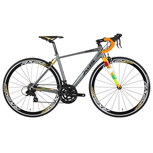 Rennräder : Xiaoyue 14 Speed ​​Rennrad, Männer Frauen Leichtes Aluminium-Rennrad, Erwachsener Stadt-Pendler-Fahrrad, Anti-Rutsch-Bikes, Grau, 480MM lalay (Color : Grey, Size : 480MM)