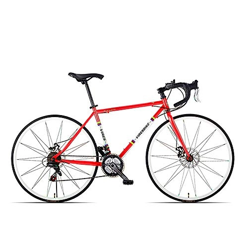 Rennräder : Xinxie1 Route De 700C Fahrrad 26 „Rad Bike Bike Racing Stahl Voll mit dem System der Getriebekette 21 Geschwindigkeit Räder Rad und von der Straße auf Doppelscheibenbremse Fahrrad auf, Rot