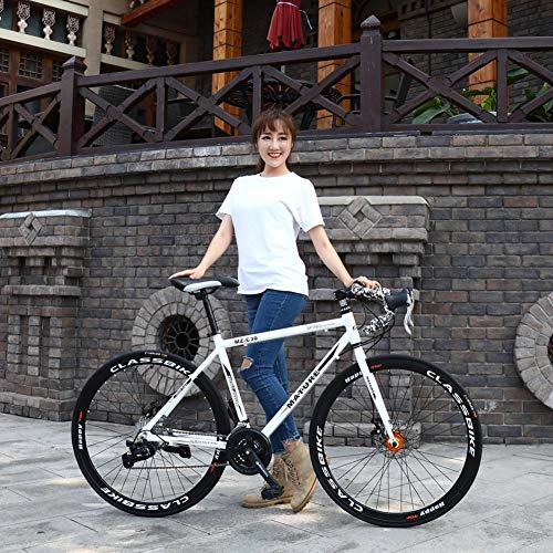 Rennräder : XRQ 700C Rennrad 21 27 30 33 Geschwindigkeit Ultra Light Aluminium-Legierung Doppelscheibenbremsen mit Variabler Geschwindigkeit Fahrrad-Bend-Studenten Fahrrad Rennrad, Schwarz, 33 Speed