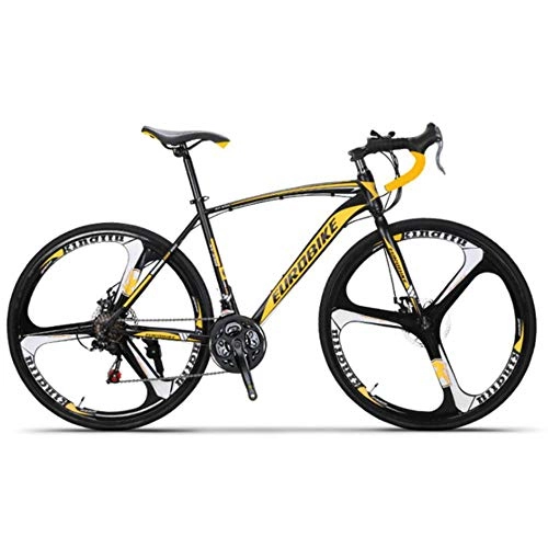 Rennräder : XZM Rennrad aus Kohlenstoffstahl Rennrad   Rennrad für männliche und weibliche Studenten Rennrad für Erwachsene 21 / 27 Speedbike, schwarz gelb 3K