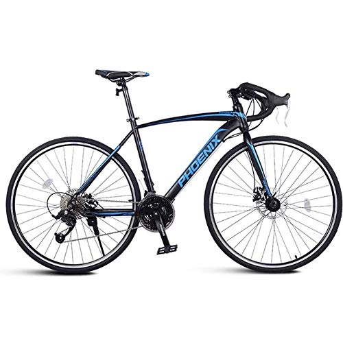 Rennräder : YSDS-JZ Adult Rennrad, Mnner Rennrad mit Doppelscheibenbremse, High-Carbon Stahlrahmen-Straen-Fahrrad, Stadt-Dienstprogramm Fahrrad, Blau, Blau, 27 Speed