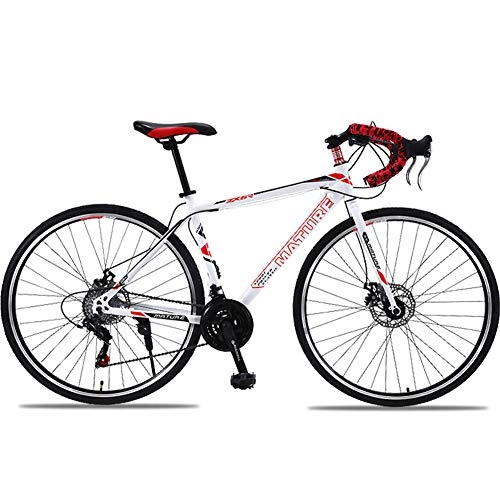 Rennräder : YUHEN Adult Mountainbikes 26 inch Rennrad Carbon Steel Bicycles Doppelscheibenbremsen Mountainbike, Whitered, 27Speed
