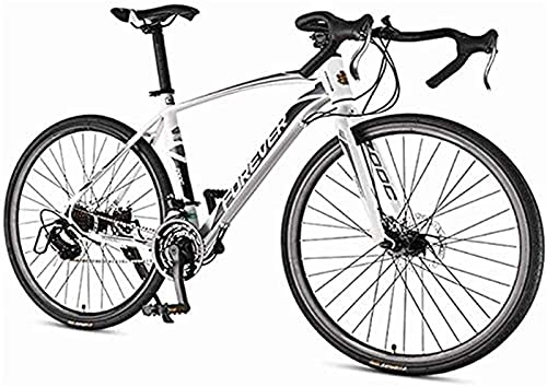Rennräder : ZHJBD Worth Having - Männliche Straße, hoher Kohlenstoffstahl-Rahmen 21 Speed ​​Road Bike, Stahlscheibe mit Dual Racing-Bikes, 700 * 28C-Rad (Farbe: weiß) (Color : White)