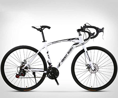 Rennräder : ZTYD 26-Zoll-Straen-Fahrrad, 24-Speed Bikes, Doppelscheibenbremse, High Carbon Stahlrahmen, Straenfahrradrennen, Mnner und Frauen nur fr Erwachsene, Wei