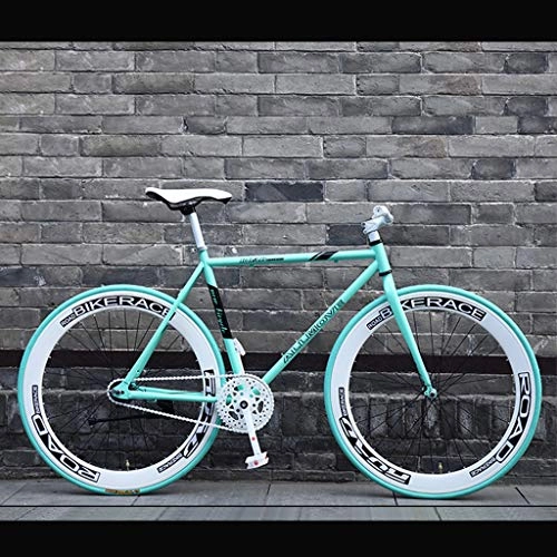 Rennräder : ZXLLO Leichtgewicht Fixie-zahnrad Rennrad Mit Stahlkippbügel Rennrad 26-Zoll-Rad Single Speed, Green / White