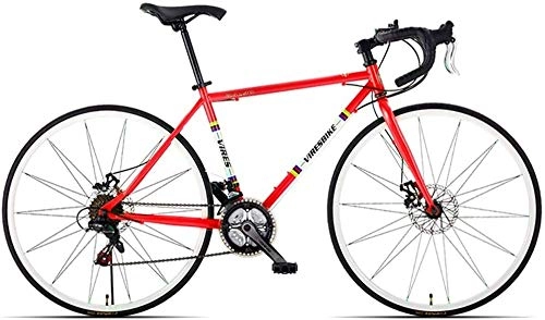 Rennräder : ZYLE 21 Speed ​​Road Fahrrad, Kohlenstoffstahlrahmen Herren Rennrad, 700c Räder City Pendler Fahrrad mit Dual Scheibenbremse (Color : Red, Size : Bent Handle)