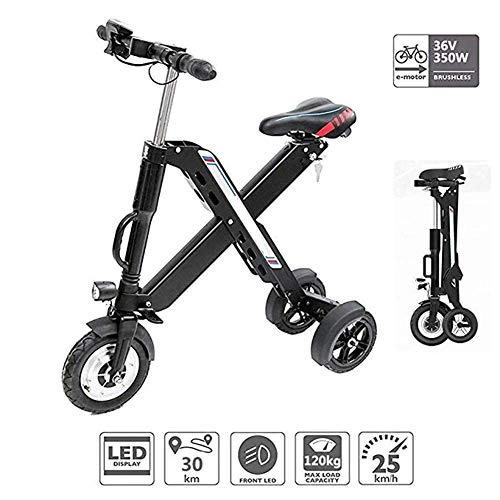 Electric Scooter : Adult Mini Folding Electric Bike, 3-Wheel Electric Scooter Cruising Range 30Km, Load 120Kg Unisex, D