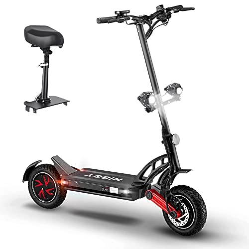 Electric Scooter : AZAMPA Electric Scooter Adult 70km Long Range E Scooter, Maximum Speed 60KM / H, Dual Motor 800W, Battery Capacity 48V 20Ah, Fast Electric Scooter with Seat, 10-inch Pneumatic Tires