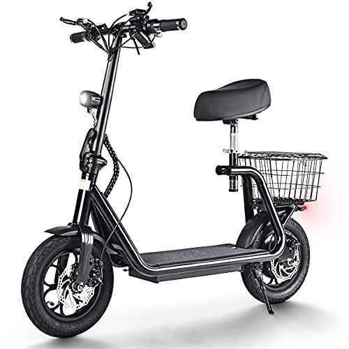 Electric Scooter : AZAMPA Electric Scooters Adults,  500W Motor, 40KM Long Range, 45 km / h 48V 11AH Folding E Scooters with Seat and 12 inches Pneumatic Tires - M5 pro