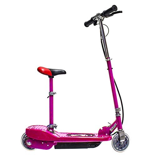 Electric Scooter : BIWOND CR-Byke Electric Scooter (Motor 120 W, 15 km Battery Life, Vel. Max 12 km / h, Foldable, Adjustable Handlebars, Detachable Saddle) - Pink