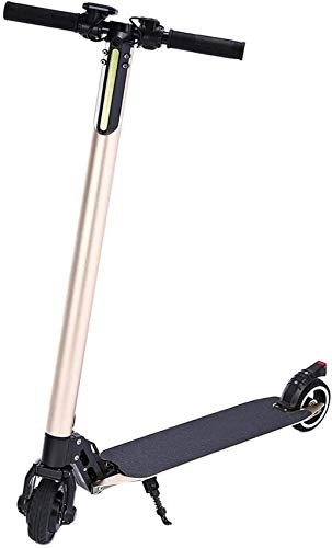 Electric Scooter : Commuting Electric Scooter Up To 15.5 Mph Easy Fold-N-Carry Adult Electricwith Foldable System With Quick Release Foldable, Aluminium Alloy Material, With High Capacity Battery. (Gold)