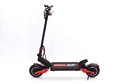 Electric Scooter : Electric Adult Scooter (e-scooter) ZERO 10X - 2 Wheel Drive 18Ah / 52V Battery, Autonomy 65-85Km (53miles), Speed 65 Km / h (40mph), 2x1000W Motor, 10" Pneumatic Wheels, Disc Brakes (Black)