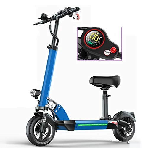 Electric Scooter : Electric Scooter Adult, 48V / 13AH Battery, Foldable 50KM Long-Range Battery 500W Motor Max Speed 55km / h, E-Scooter with Seat, 10 Inch Tire, LED Display, Supports 200KG Weight