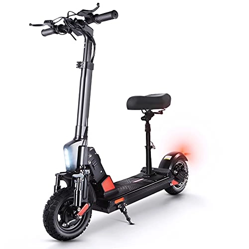 Electric Scooter : Electric Scooter Adult Fast 50 Km / h, 48V 13Ah Battery 45 Km Long Range, 10 Inch Off-road Tires 500W Foldable Commuter E-Scooter with Seat - C1 Pro
