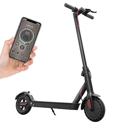 Electric Scooter : Electric Scooter Adult, Foldable eScooter Adults with Shock Absorber, Fast 25km / h, 350W Motor, 8.5 Inch Tires, LED Display, App Control, E-scooter Commuter for Adults, Black
