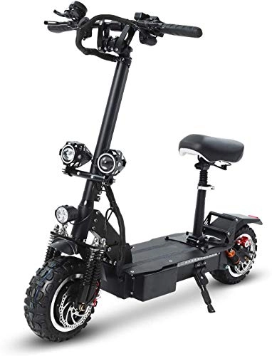 Electric Scooter : Electric Scooter, E-Scooter Adult 11 inch 3200W Dual Motor Drive Scooter drive Maximum speed 75km / h Lithium Battery 60V 26Ah Scooter All Terrain, Black