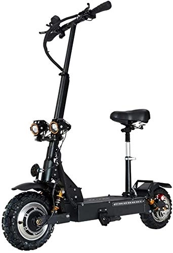 Electric Scooter : Electric Scooter, E-Scooter Adult, 60V24Ah 3200W Foldable Dual Drive with Lithium Battery Maximum speed 85 km / h 11 Inches Scooter with seat Suitable for Amateurs, Black